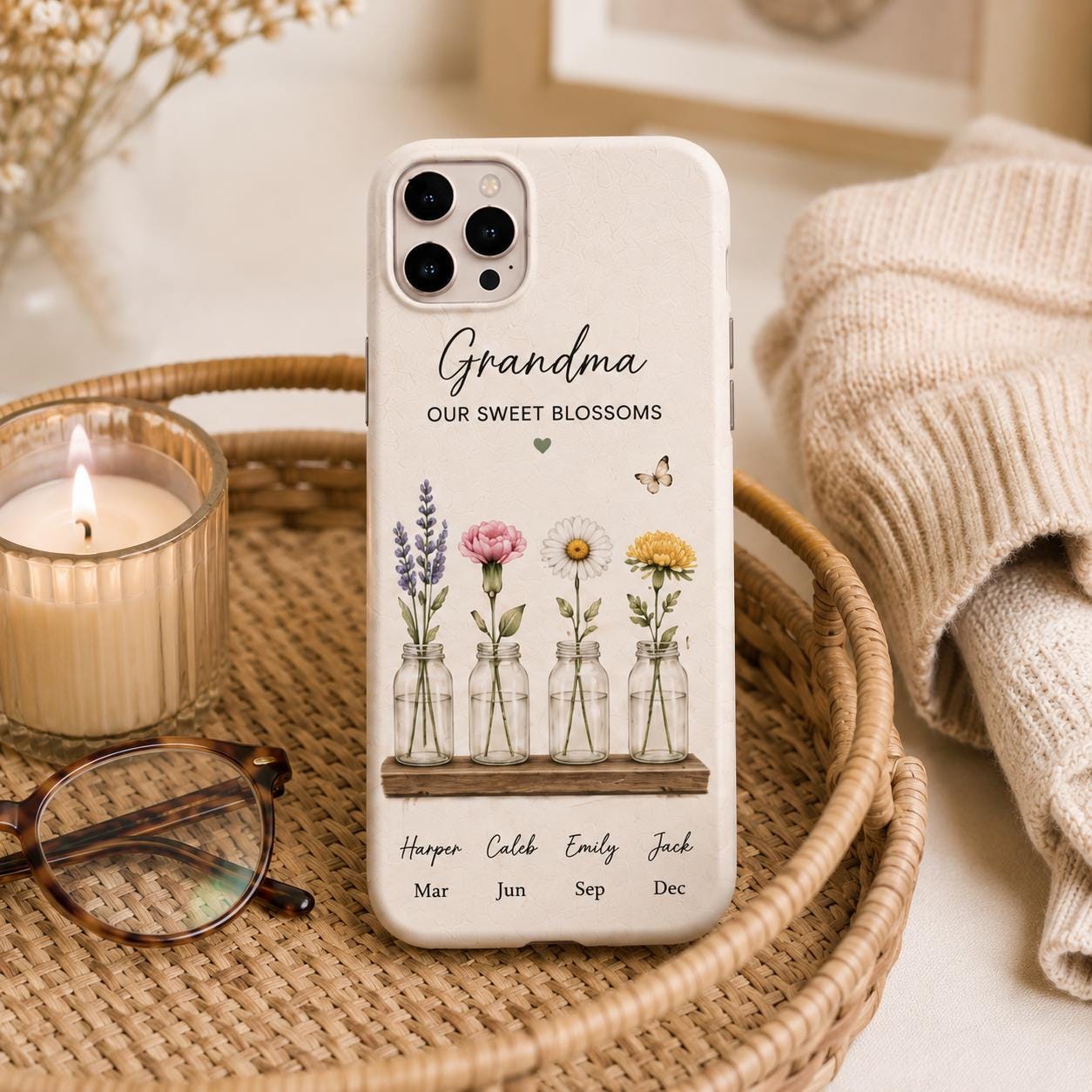 Personalized Grandma Photo Collage Phone Case, Grandkids Picture Gift