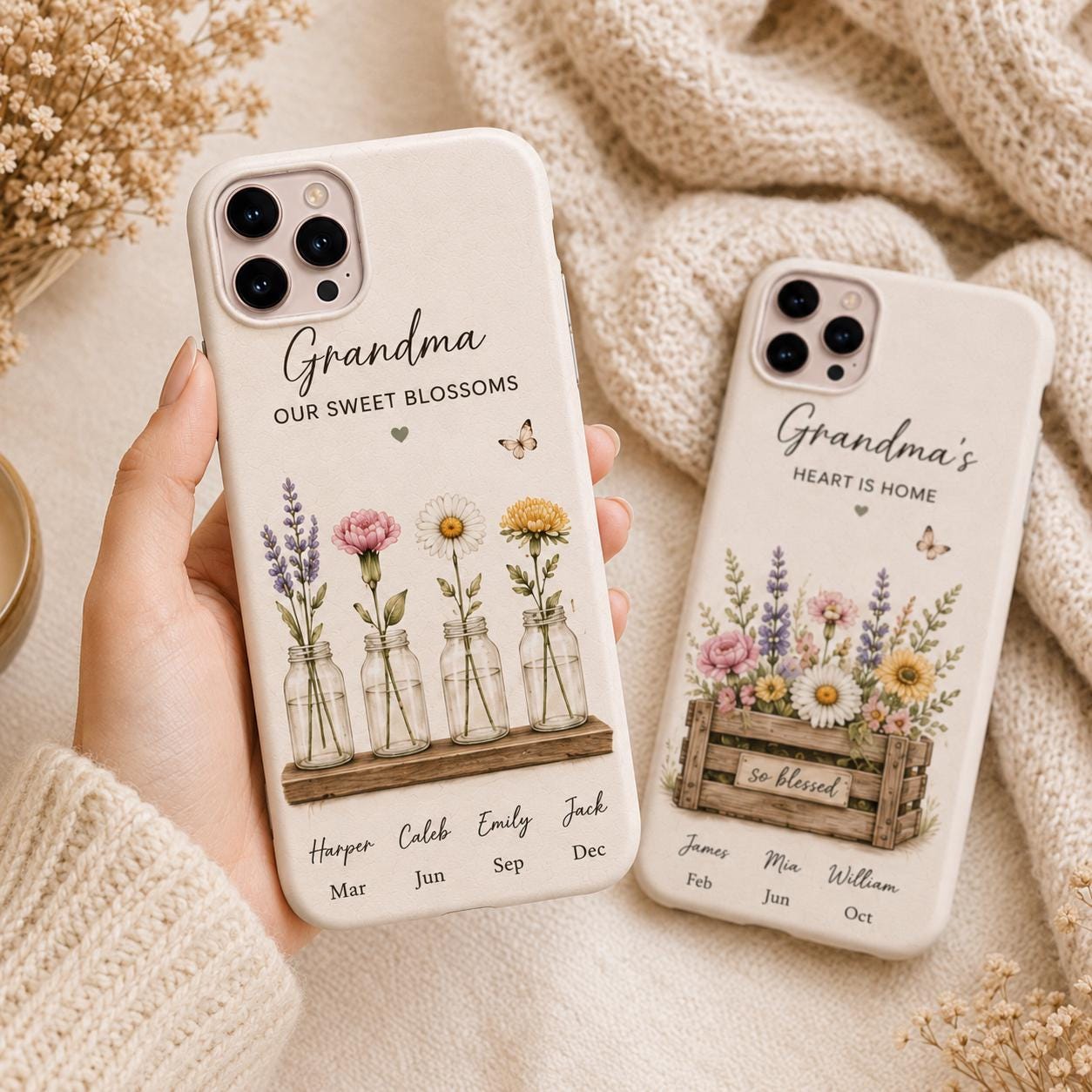 Personalized Grandma Photo Collage Phone Case, Grandkids Picture Gift
