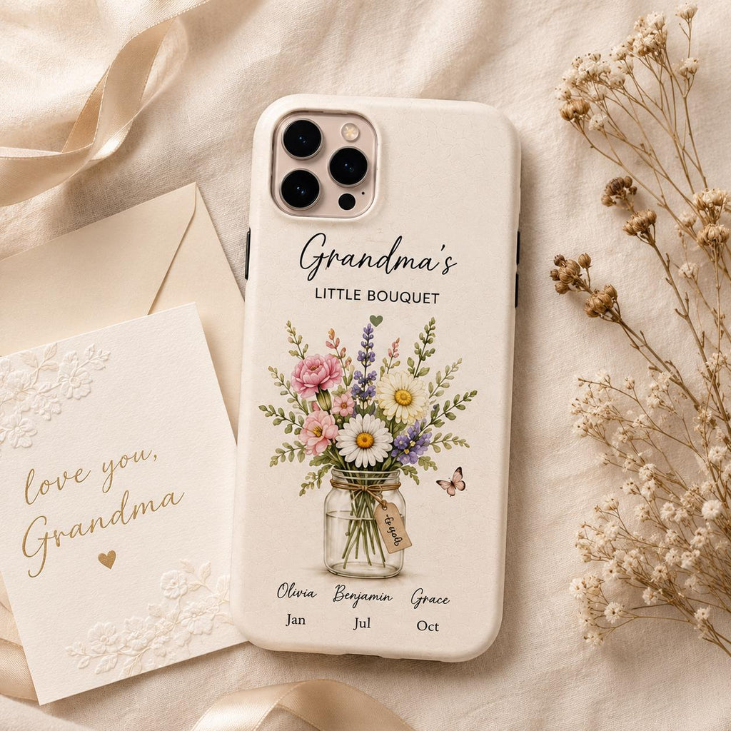 Personalized Grandma Photo Collage Phone Case, Grandkids Picture Gift