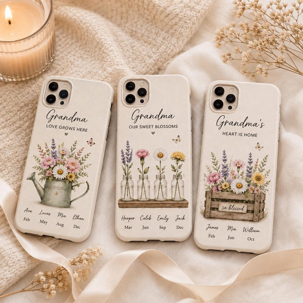 Personalized Grandma Photo Collage Phone Case, Grandkids Picture Gift