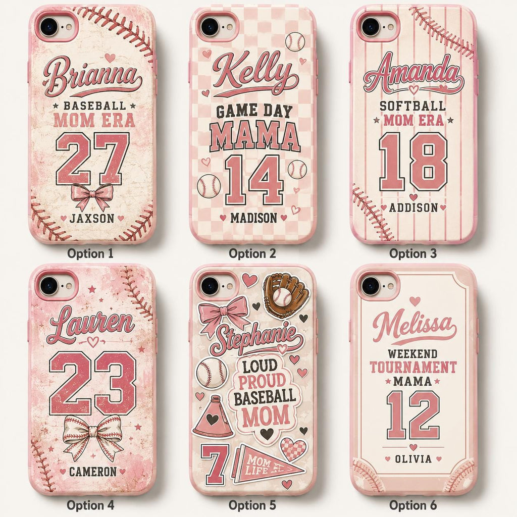 Personalized Softball Mom Phone Case, Custom Sports Mama Name Number