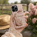 Personalized Cowgirl Phone Case, Custom Name Western Floral Case, Pink Cowboy Boot Gift