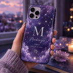 Personalized Zodiac Phone Case, Custom Name Initial Astrology Case, Moon Star Birthday Gift