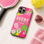 Personalized Pickleball Phone Case, Custom Name Tough Case, Court Era Queen