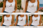 Custom Beach Embroidered Tank Top, Personalized Coastal Lace Cami, Summer Vacation Shirt Gift