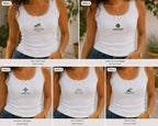 Custom Coastal Embroidered Tank Top, Personalized Beach Club Lace Cami, Tiny Palm Ocean Shirt Gift