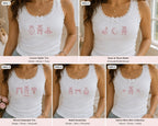 Custom Ballet Embroidered Tank Top, Personalized Dance Mom Lace Cami, Ballerina Tutu Initial Shirt Gif