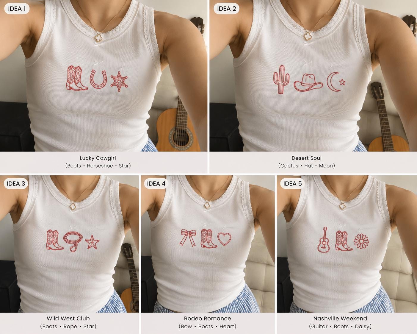 Custom Western Embroidered Tank Top, Cowgirl Lace Cami, Rodeo Nashville Shirt Gift For Her