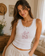 Custom Cowgirl Embroidered Tank Top, Western Lace Cami, Pink Rodeo Club Shirt, Rodeo Gift For Her