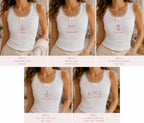 Custom Birthday Embroidered Tank Top, Personalized Birthday Girl Lace Cami, Cake Bow Birth Flower Shirt Gift For Her