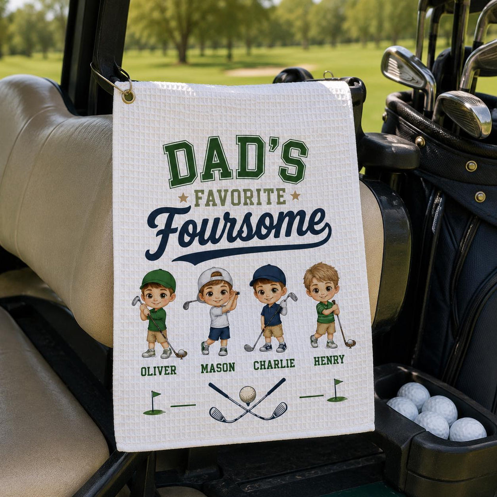 Dad’s Favorite Foursome Golf Towel, Personalized Kids Golf Bag Towel, Custom Father’s Day Golfer Gift - product image 9