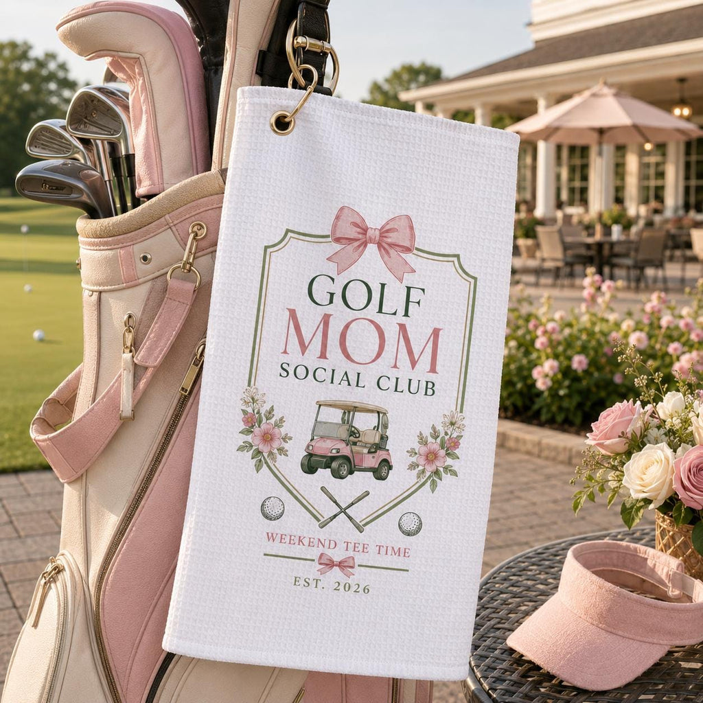 Golf Mom Social Club Towel, Personalized Pink Golf Towel, Custom Golf Gift For Mom, Women Golfer Gift - product image 1