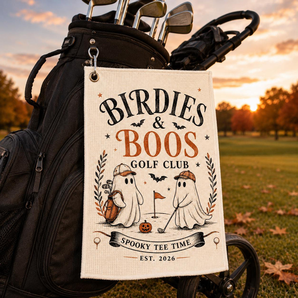 Halloween Golf Towel, Birdies And Boos Golf Club Towel, Spooky Tee Time Golfer Gift - product image 10