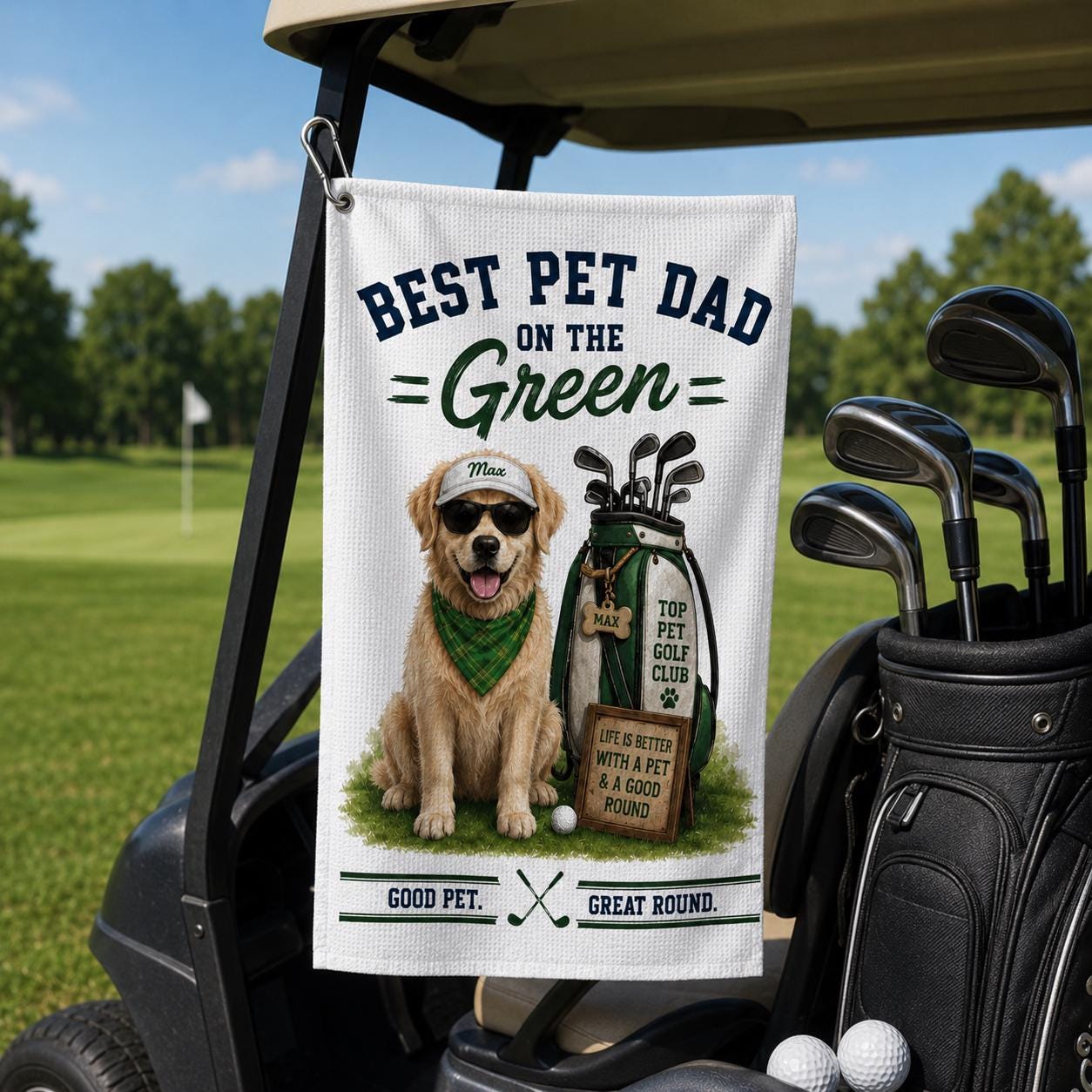 Custom Pet Photo Golf Towel, Best Pet Dad On The Green, Personalized Golf Towel Gift For Pet Lovers - product image 6