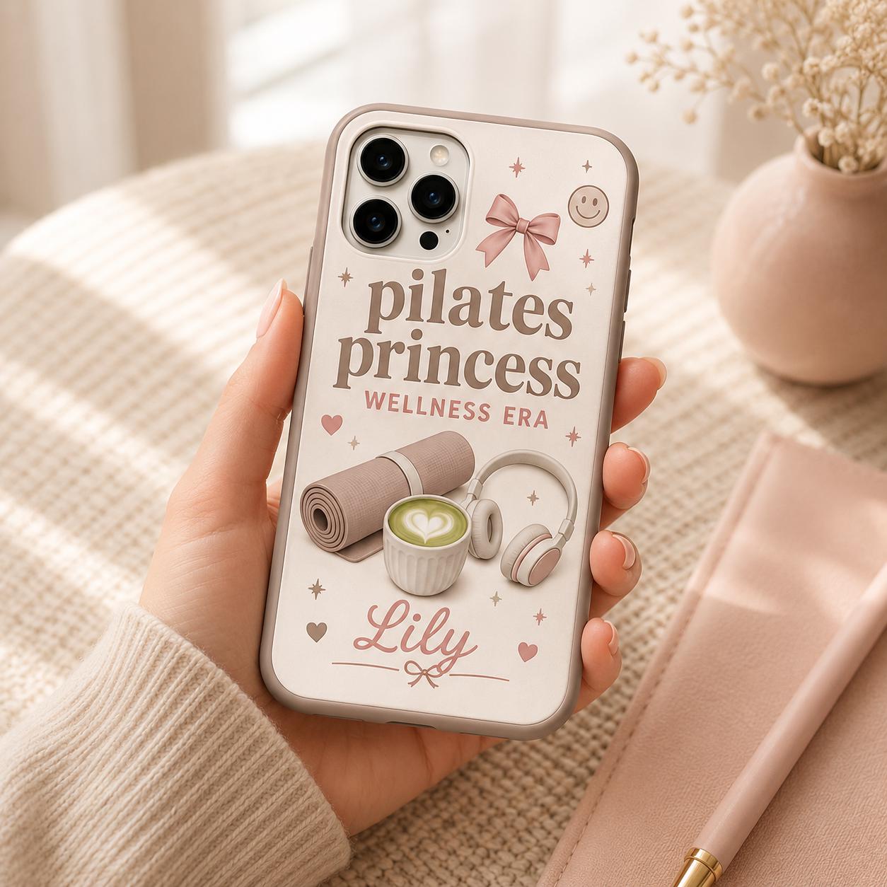 Personalized Pilates Phone Case, Custom Name Tough Case, Wellness Era Gift For Her