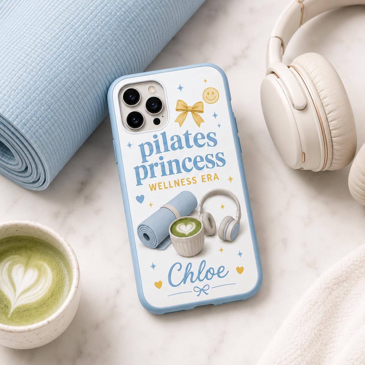 Personalized Pilates Phone Case, Custom Name Tough Case, Wellness Era Gift For Her