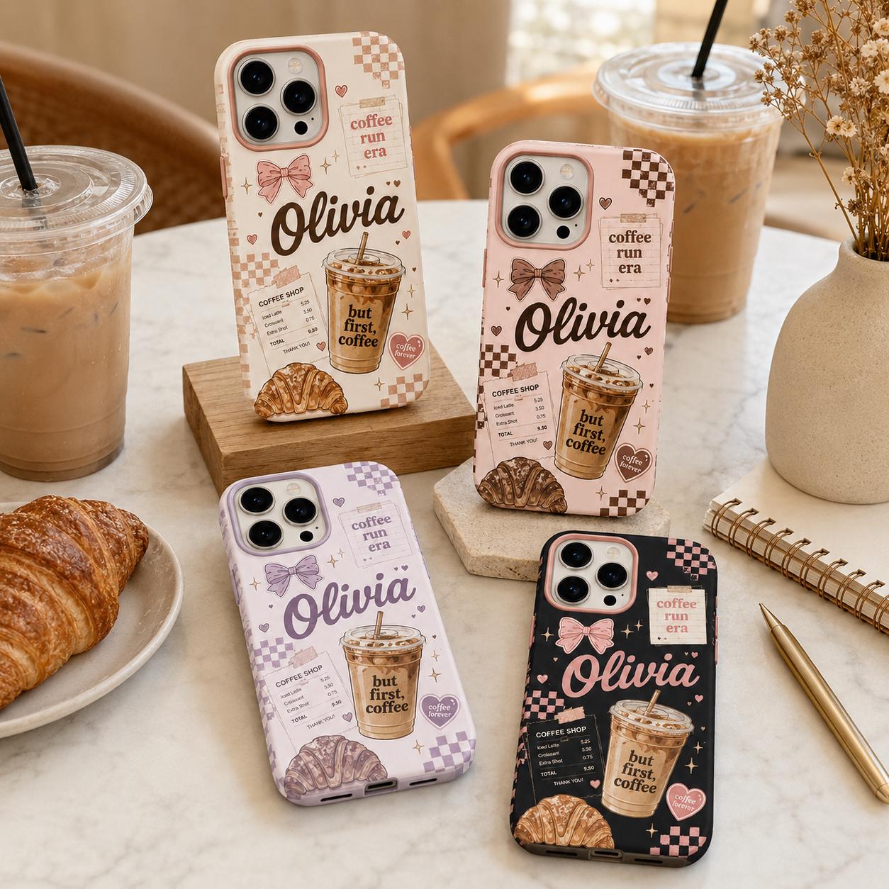 Personalized Coffee Name Phone Case, Custom Tough, Coffee Lover Gift