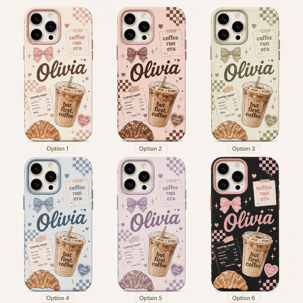 Personalized Coffee Name Phone Case, Custom Tough, Coffee Lover Gift