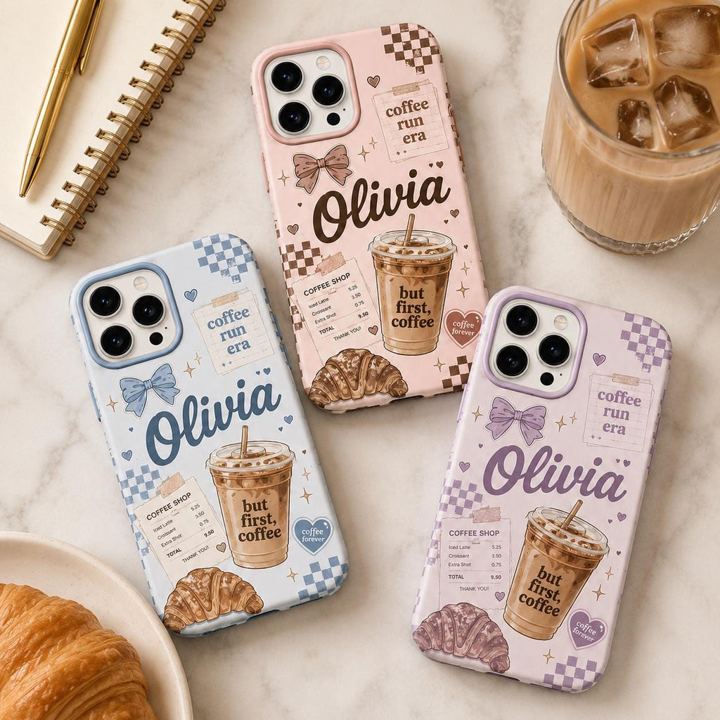 Personalized Coffee Name Phone Case, Custom Tough, Coffee Lover Gift