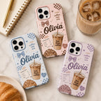 Personalized Coffee Name Phone Case, Custom Tough, Coffee Lover Gift