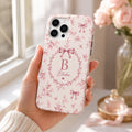 Personalized Bow Initial Phone Case, Custom Name Monogram Tough Case, Coquette Gift For Her