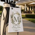 Birth Flower Golf Towel, Personalized Monogram Golf Bag Towel – main product view