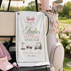 Ladies Tee Time Golf Towel, Personalized Social Club Golf Bag Towel – main product view