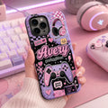 Personalized Gaming Phone Case, Custom Name Gamer Girl Tough, Pink Purple Gift