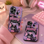 Personalized Gaming Phone Case, Custom Name Gamer Girl Tough, Pink Purple Gift