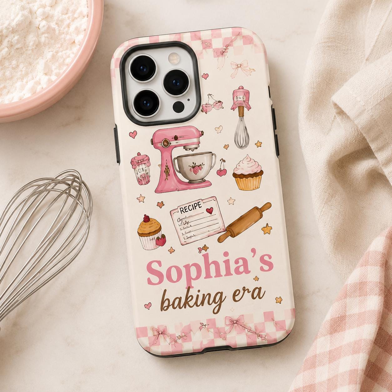 Personalized Baking Phone Case, Custom Name Tough Case, Baker Gift For Her