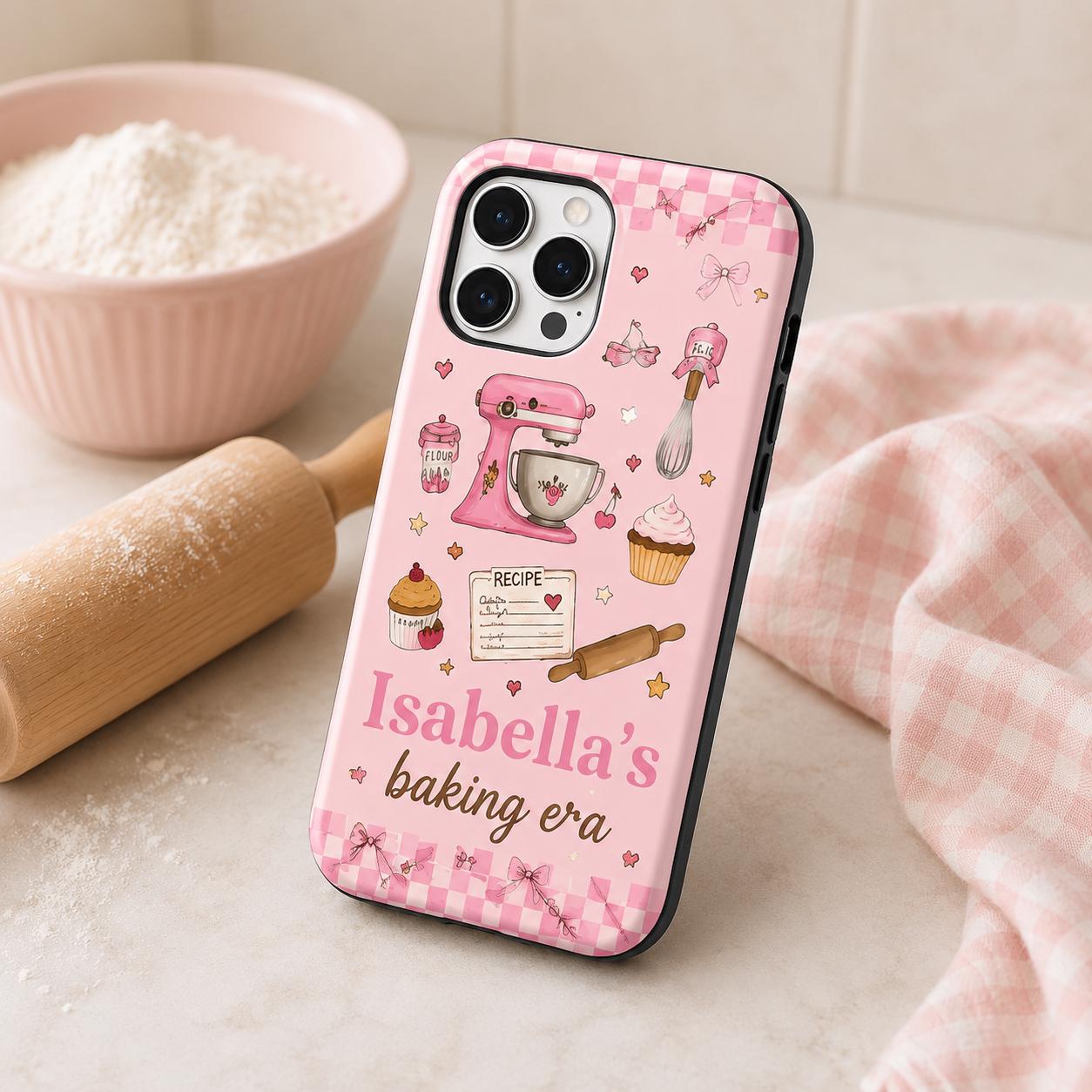 Personalized Baking Phone Case, Custom Name Tough Case, Baker Gift For Her
