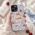 Personalized Cherry Phone Case, Custom Name Coquette Tough Case