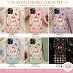 Personalized Cherry Phone Case, Custom Name Coquette Tough Case