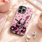 Cute Rock Moth Phone Case, Pink Guitar Music iPhone Case, Kawaii Bug Lover Gift
