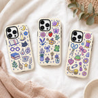 Cute Lucky Charm Phone Case, Coquette Doodle iPhone Case, Bow Star Mushroom Case Gift