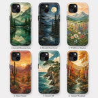Mountain Lake Phone Case, Stained Glass Style Forest iPhone Case, Nature Lover Gift