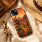 Mountain Lake Phone Case, Stained Glass Style Forest iPhone Case, Nature Lover Gift