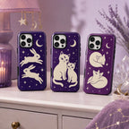 Celestial Rabbit Phone Case, Purple Moon Bunny iPhone Case, Minimal Star Animal Case Gift