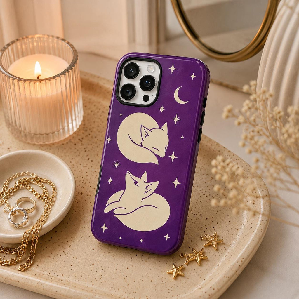 Celestial Rabbit Phone Case, Purple Moon Bunny iPhone Case, Minimal Star Animal Case Gift
