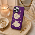 Celestial Rabbit Phone Case, Purple Moon Bunny iPhone Case, Minimal Star Animal Case Gift