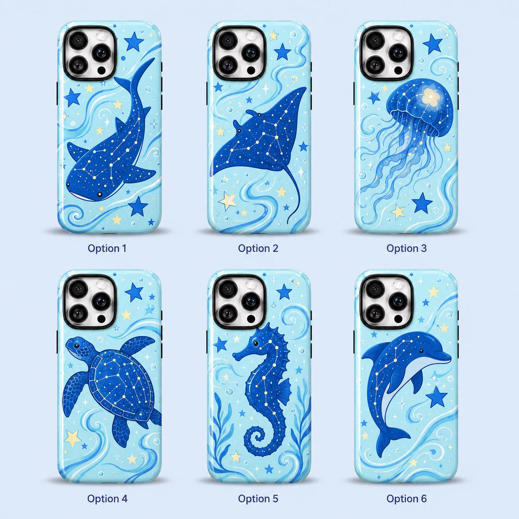 Whale Shark Phone Case, Blue Ocean iPhone Case, Cute Starry Sea Animal Case Gift