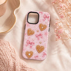 Pink Gingerbread Bow Phone Case, Coquette Christmas iPhone Case, Cute Holiday Case Gift