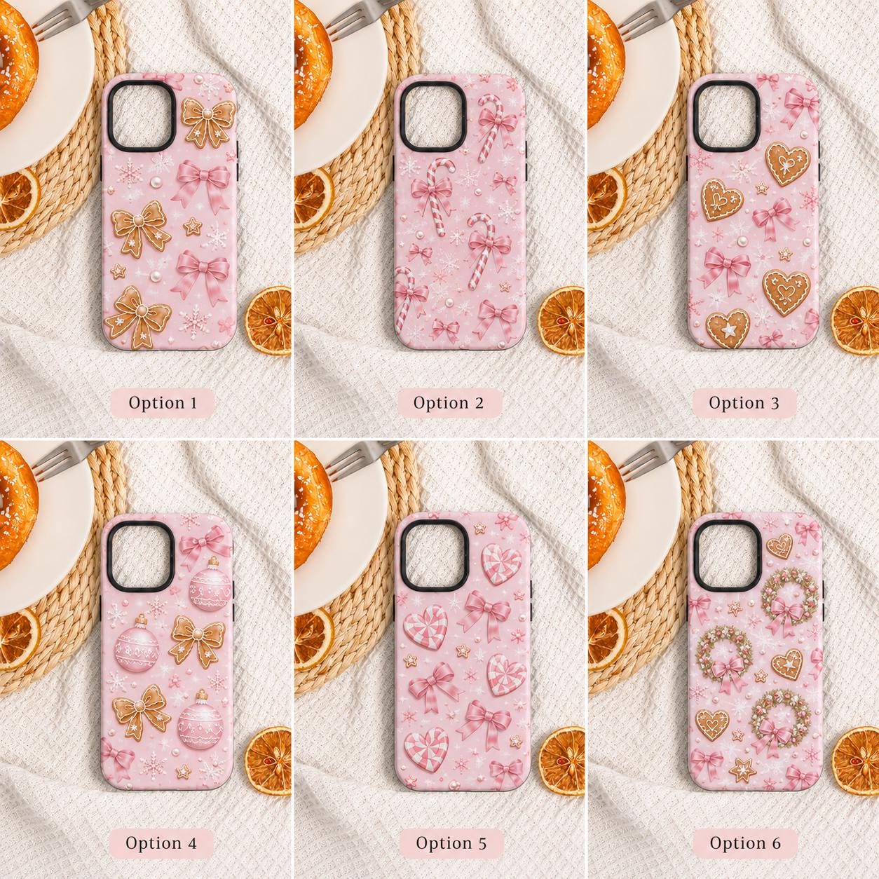 Pink Gingerbread Bow Phone Case, Coquette Christmas iPhone Case, Cute Holiday Case Gift
