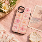Summer Stamp Phone Case, Pink Beach iPhone Case, Coquette Coastal Travel Case Gift