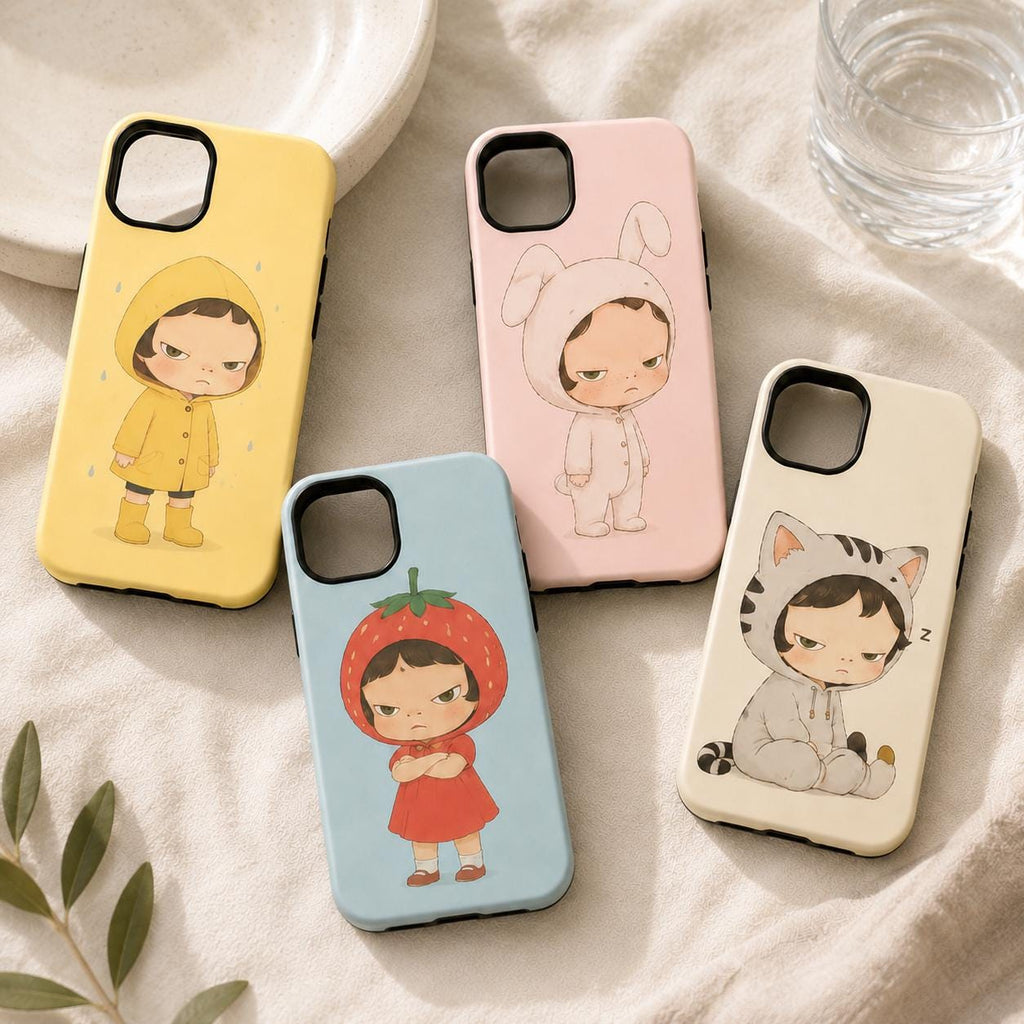 Cute Grumpy Character Phone Case, Animal Costume iPhone Case, Kawaii Pastel Case Gift