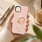 Cute Grumpy Character Phone Case, Animal Costume iPhone Case, Kawaii Pastel Case Gift