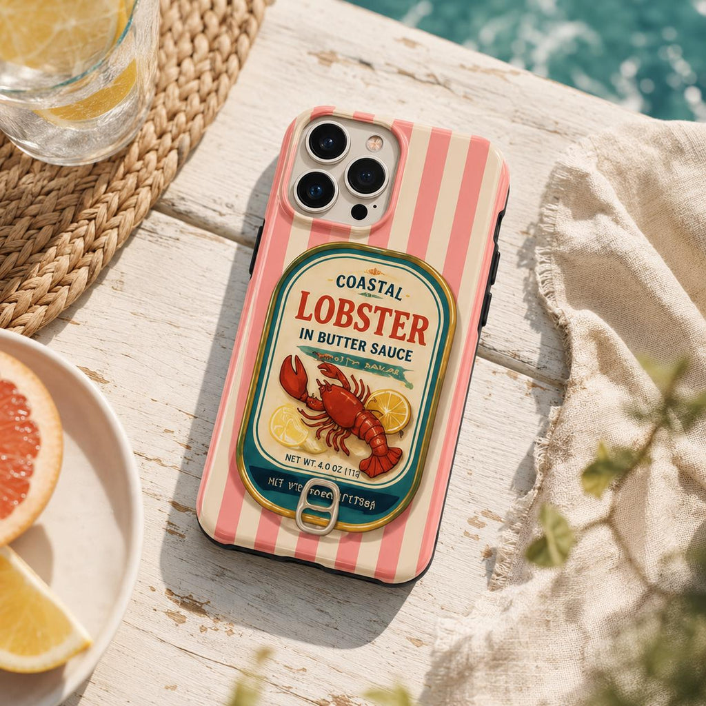 Mackerel Tin Phone Case, Coastal Sea Market iPhone Case, Retro Fish Lover Gift