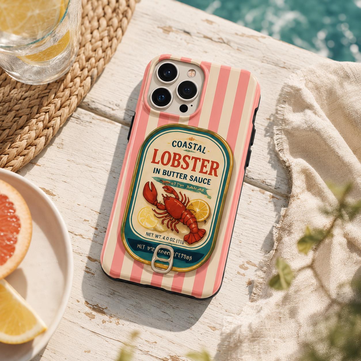 Mackerel Tin Phone Case, Coastal Sea Market iPhone Case, Retro Fish Lover Gift