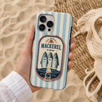 Mackerel Tin Phone Case, Coastal Sea Market iPhone Case, Retro Fish Lover Gift