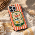 Mackerel Tin Phone Case, Coastal Sea Market iPhone Case, Retro Fish Lover Gift